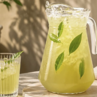 White/Green Iced Tea in a Pitcher